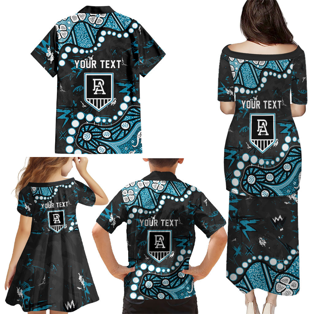 Personalized Port Adelaide Power Family Matching Puletasi and Hawaiian Shirt Aboriginal Pattern with Graffiti Style