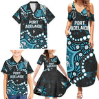Personalized Port Adelaide Power Family Matching Summer Maxi Dress and Hawaiian Shirt Aboriginal Pattern with Graffiti Style