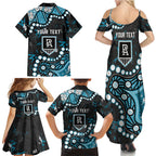 Personalized Port Adelaide Power Family Matching Summer Maxi Dress and Hawaiian Shirt Aboriginal Pattern with Graffiti Style