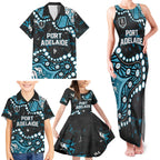 Personalized Port Adelaide Power Family Matching Tank Maxi Dress and Hawaiian Shirt Aboriginal Pattern with Graffiti Style