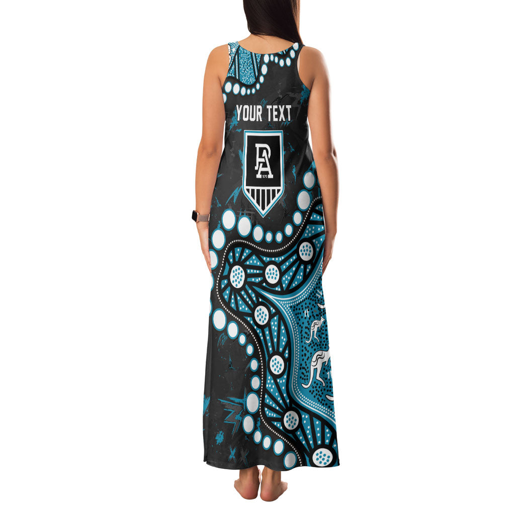 Personalized Port Adelaide Power Family Matching Tank Maxi Dress and Hawaiian Shirt Aboriginal Pattern with Graffiti Style