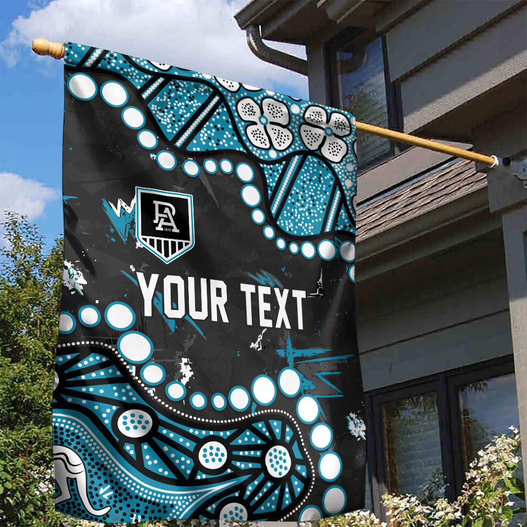 Personalized Port Adelaide Power Garden Flag Aboriginal Pattern with Graffiti Style
