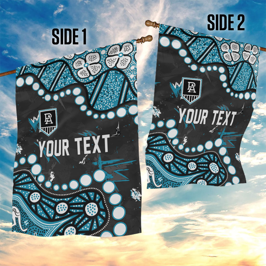 Personalized Port Adelaide Power Garden Flag Aboriginal Pattern with Graffiti Style