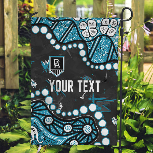 Personalized Port Adelaide Power Garden Flag Aboriginal Pattern with Graffiti Style