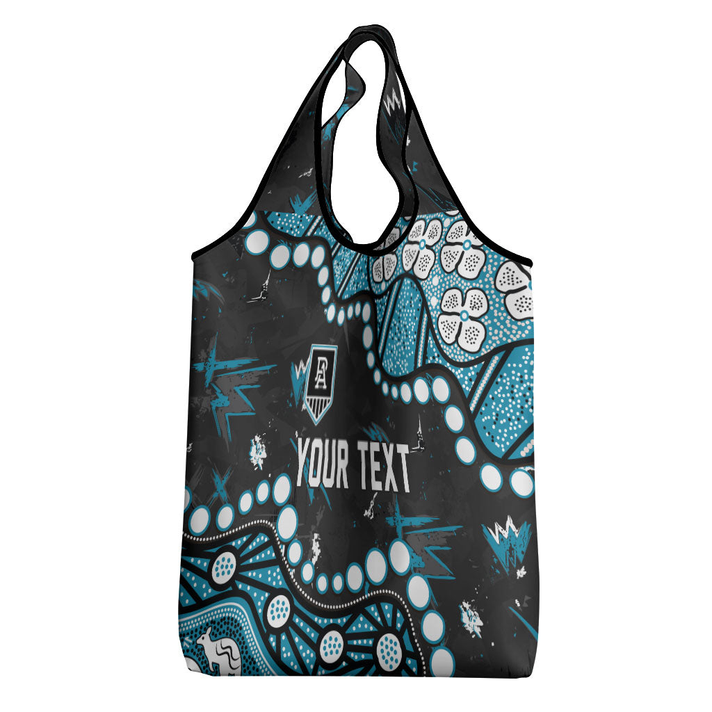 Personalized Port Adelaide Power Grocery Bag Aboriginal Pattern with Graffiti Style