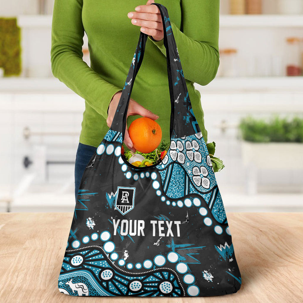 Personalized Port Adelaide Power Grocery Bag Aboriginal Pattern with Graffiti Style