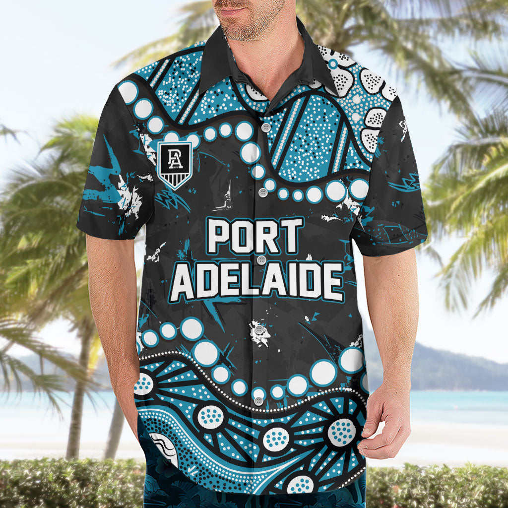 Personalized Port Adelaide Power Hawaiian Shirt Aboriginal Pattern with Graffiti Style