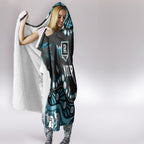 Personalized Port Adelaide Power Hooded Blanket Aboriginal Pattern with Graffiti Style