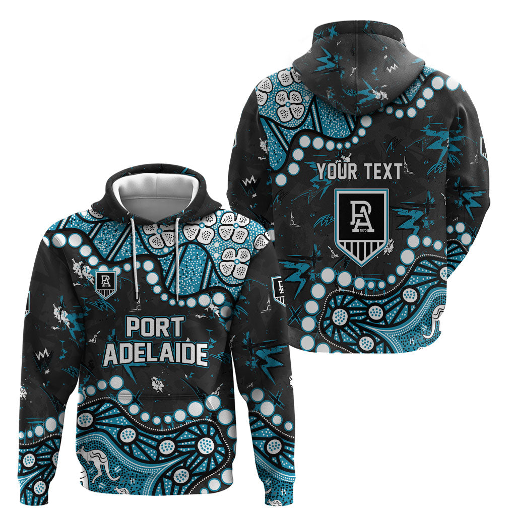 Personalized Port Adelaide Power Hoodie Aboriginal Pattern with Graffiti Style