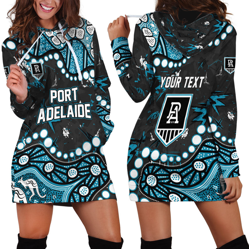Personalized Port Adelaide Power Hoodie Dress Aboriginal Pattern with Graffiti Style
