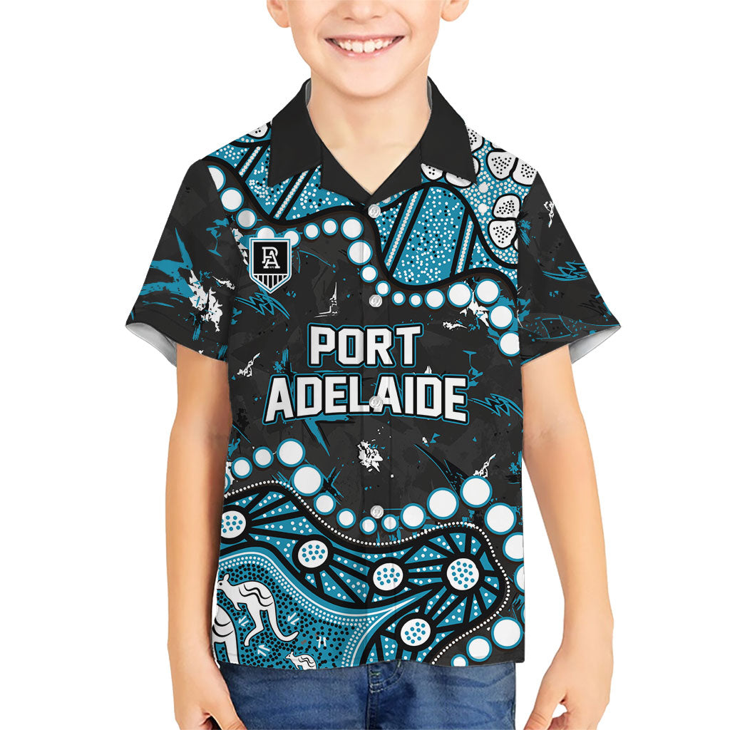 Personalized Port Adelaide Power Kid Hawaiian Shirt Aboriginal Pattern with Graffiti Style