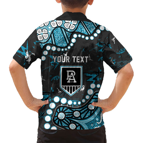 Personalized Port Adelaide Power Kid Hawaiian Shirt Aboriginal Pattern with Graffiti Style