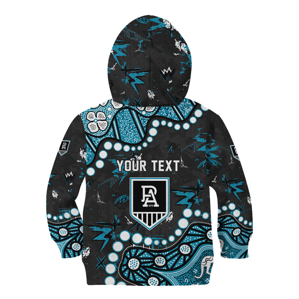 Personalized Port Adelaide Power Kid Hoodie Aboriginal Pattern with Graffiti Style