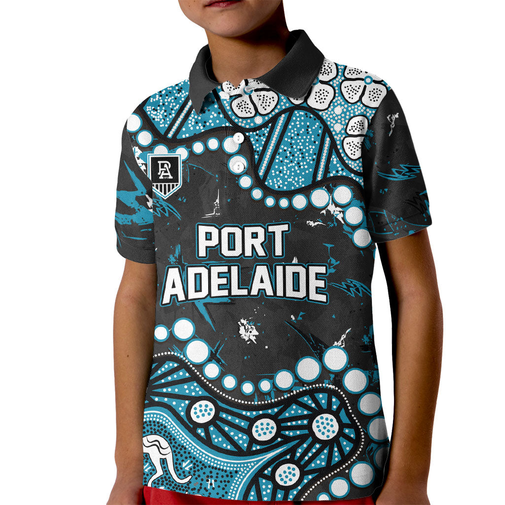 Personalized Port Adelaide Power Kid Polo Shirt Aboriginal Pattern with Graffiti Style