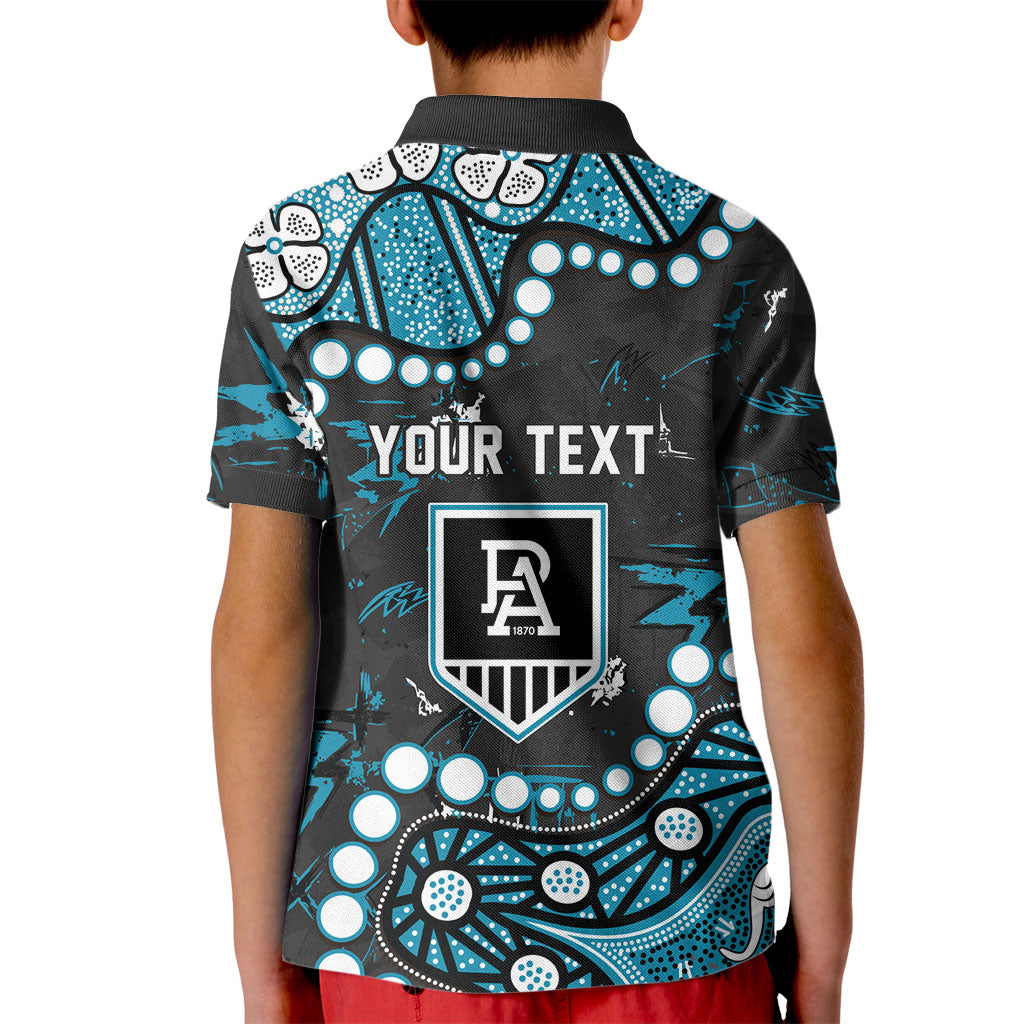 Personalized Port Adelaide Power Kid Polo Shirt Aboriginal Pattern with Graffiti Style