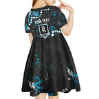 Personalized Port Adelaide Power Kid Short Sleeve Dress Aboriginal Pattern with Graffiti Style