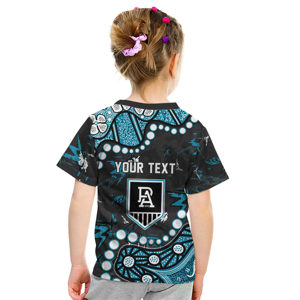 Personalized Port Adelaide Power Kid T Shirt Aboriginal Pattern with Graffiti Style