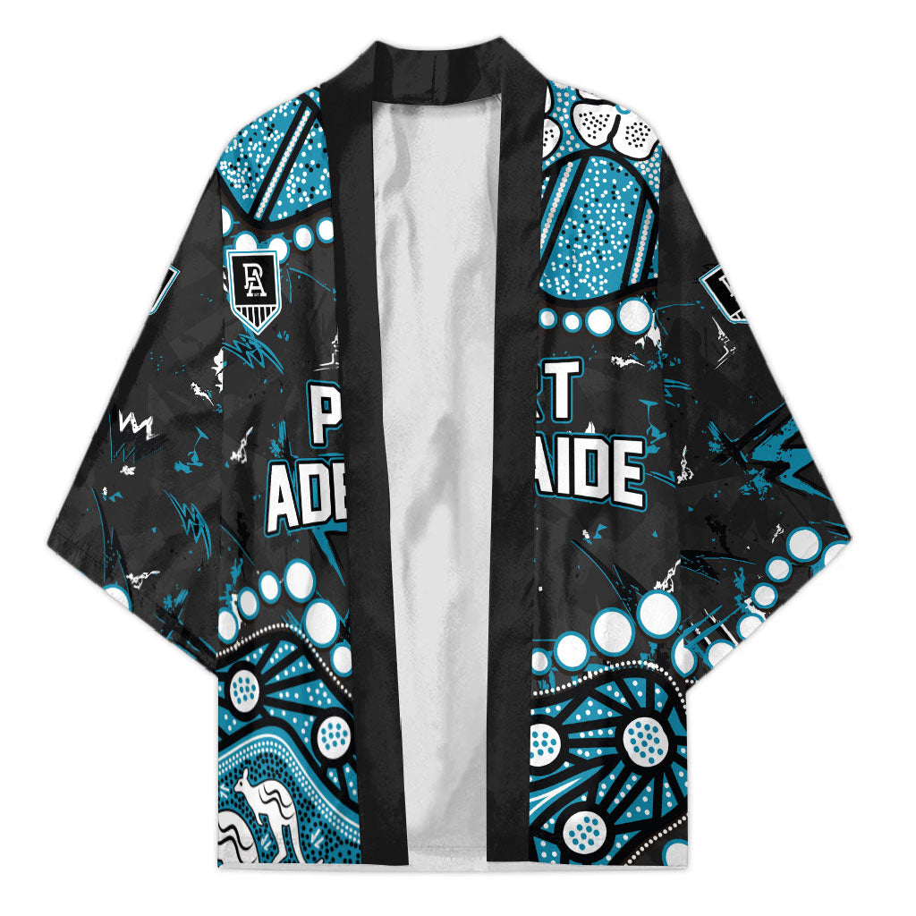 Personalized Port Adelaide Power Kimono Aboriginal Pattern with Graffiti Style