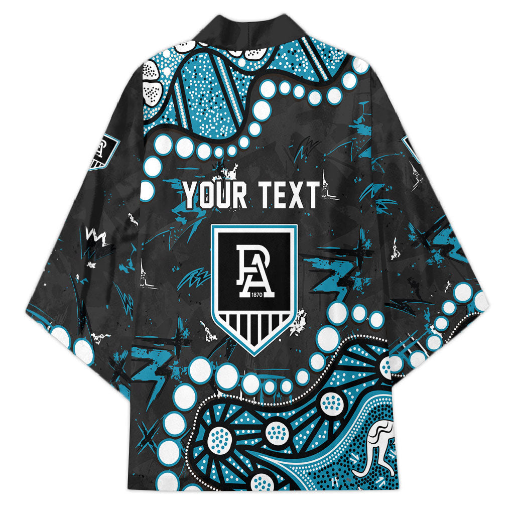 Personalized Port Adelaide Power Kimono Aboriginal Pattern with Graffiti Style