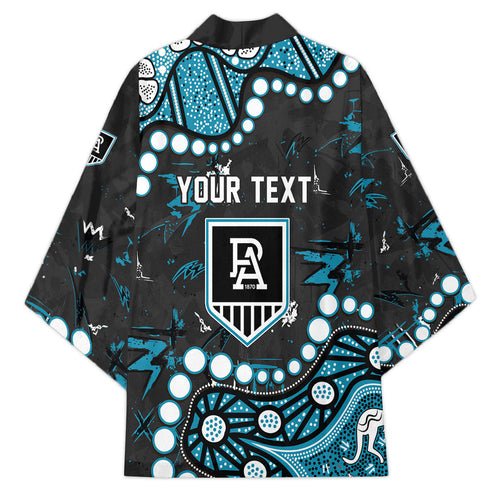 Personalized Port Adelaide Power Kimono Aboriginal Pattern with Graffiti Style