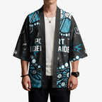 Personalized Port Adelaide Power Kimono Aboriginal Pattern with Graffiti Style