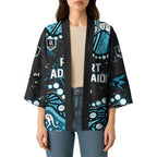 Personalized Port Adelaide Power Kimono Aboriginal Pattern with Graffiti Style