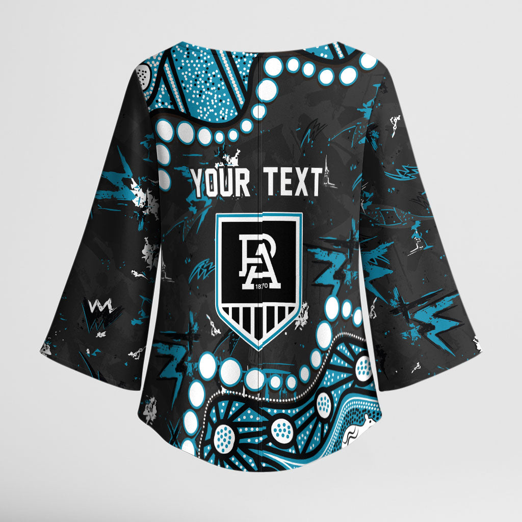 Personalized Port Adelaide Power Kimono Sleeve Blouse Aboriginal Pattern with Graffiti Style