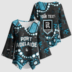 Personalized Port Adelaide Power Kimono Sleeve Blouse Aboriginal Pattern with Graffiti Style
