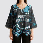 Personalized Port Adelaide Power Kimono Sleeve Blouse Aboriginal Pattern with Graffiti Style