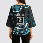 Personalized Port Adelaide Power Kimono Sleeve Blouse Aboriginal Pattern with Graffiti Style
