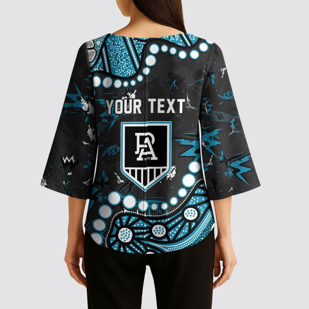 Personalized Port Adelaide Power Kimono Sleeve Blouse Aboriginal Pattern with Graffiti Style