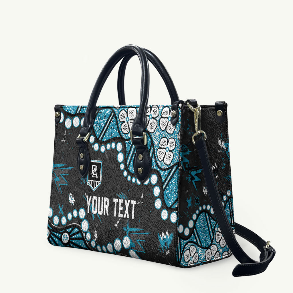 Personalized Port Adelaide Power Leather Bag Aboriginal Pattern with Graffiti Style