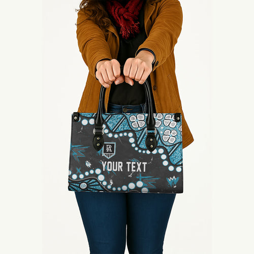 Personalized Port Adelaide Power Leather Bag Aboriginal Pattern with Graffiti Style