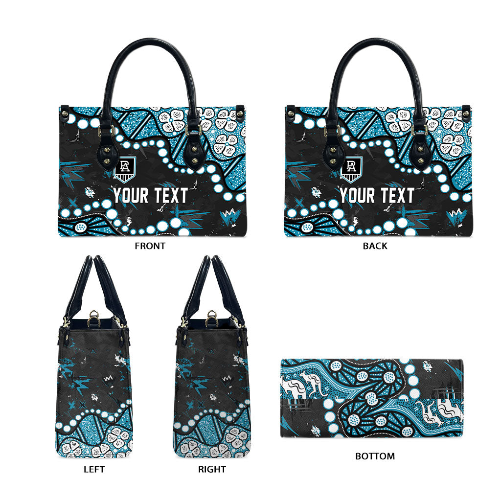 Personalized Port Adelaide Power Leather Bag Aboriginal Pattern with Graffiti Style