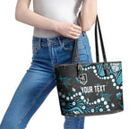 Personalized Port Adelaide Power Leather Tote Bag Aboriginal Pattern with Graffiti Style