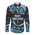 Personalized Port Adelaide Power Long Sleeve Button Shirt Aboriginal Pattern with Graffiti Style