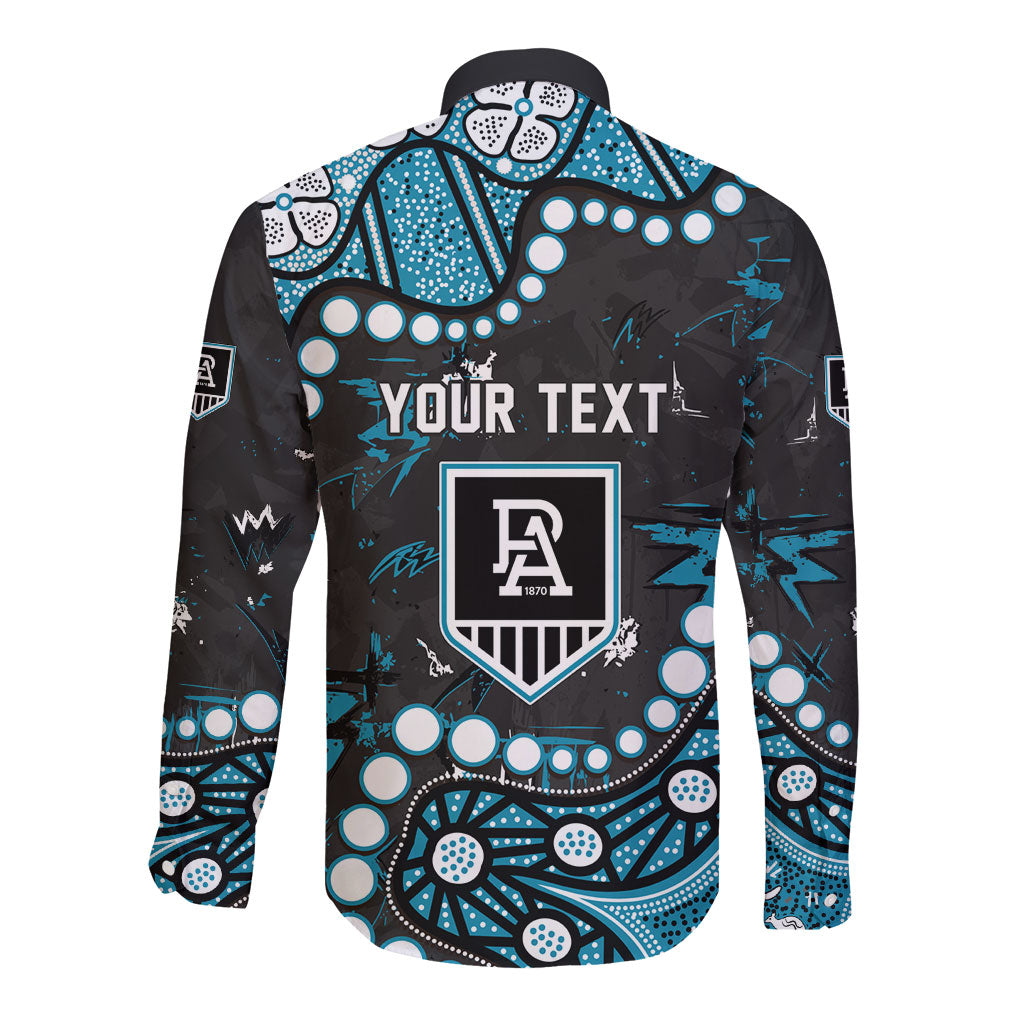 Personalized Port Adelaide Power Long Sleeve Button Shirt Aboriginal Pattern with Graffiti Style
