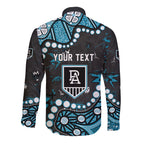 Personalized Port Adelaide Power Long Sleeve Button Shirt Aboriginal Pattern with Graffiti Style