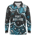 Personalized Port Adelaide Power Long Sleeve Polo Shirt Aboriginal Pattern with Graffiti Style