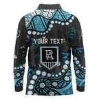 Personalized Port Adelaide Power Long Sleeve Polo Shirt Aboriginal Pattern with Graffiti Style