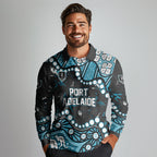 Personalized Port Adelaide Power Long Sleeve Polo Shirt Aboriginal Pattern with Graffiti Style
