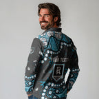 Personalized Port Adelaide Power Long Sleeve Polo Shirt Aboriginal Pattern with Graffiti Style