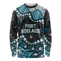 Personalized Port Adelaide Power Long Sleeve Shirt Aboriginal Pattern with Graffiti Style