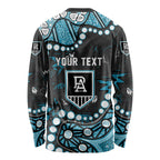 Personalized Port Adelaide Power Long Sleeve Shirt Aboriginal Pattern with Graffiti Style