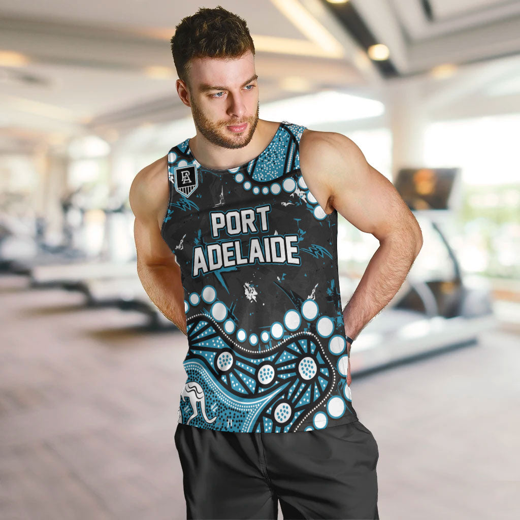 Personalized Port Adelaide Power Men Tank Top Aboriginal Pattern with Graffiti Style
