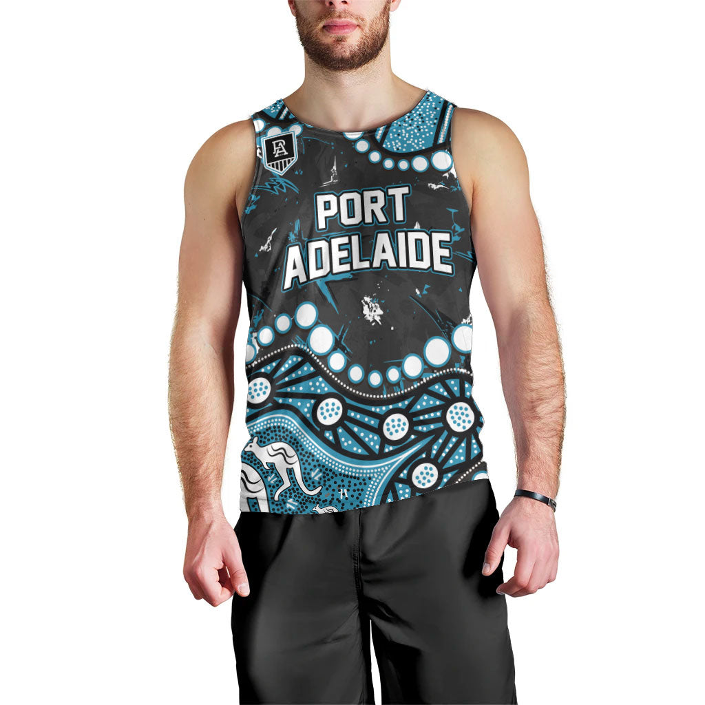 Personalized Port Adelaide Power Men Tank Top Aboriginal Pattern with Graffiti Style