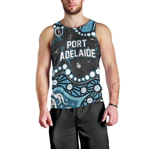 Personalized Port Adelaide Power Men Tank Top Aboriginal Pattern with Graffiti Style