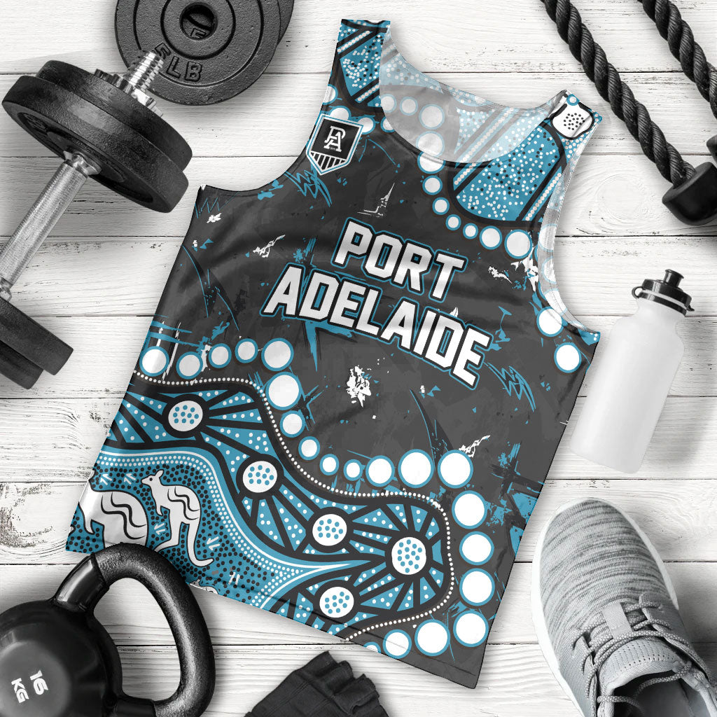 Personalized Port Adelaide Power Men Tank Top Aboriginal Pattern with Graffiti Style