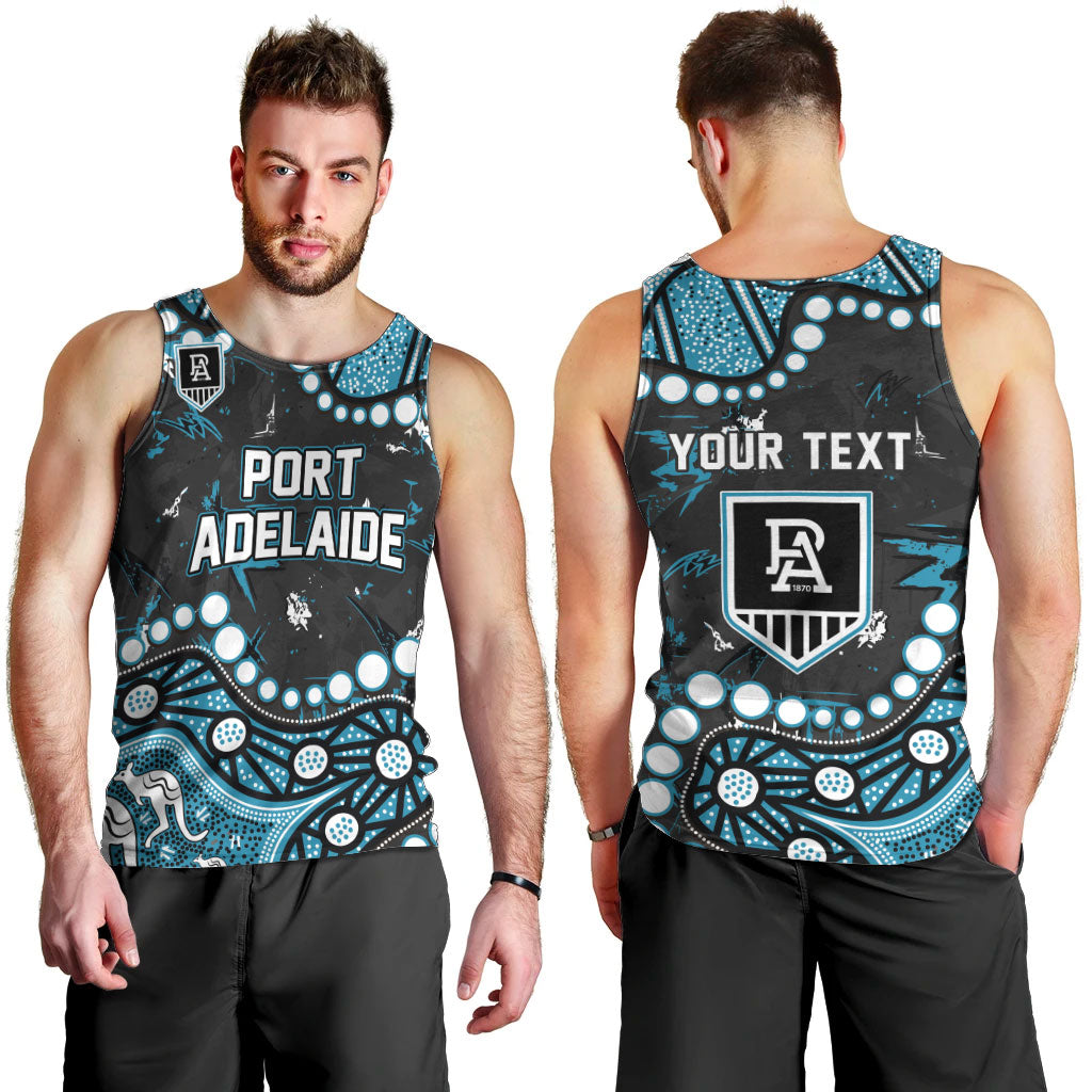 Personalized Port Adelaide Power Men Tank Top Aboriginal Pattern with Graffiti Style