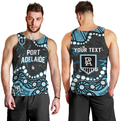Personalized Port Adelaide Power Men Tank Top Aboriginal Pattern with Graffiti Style